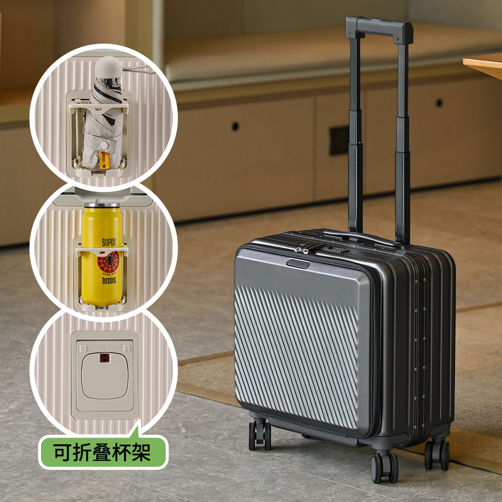 Aluminum Frame Carry On Luggage - Koper Kabin 18 Inch dengan Bukaan