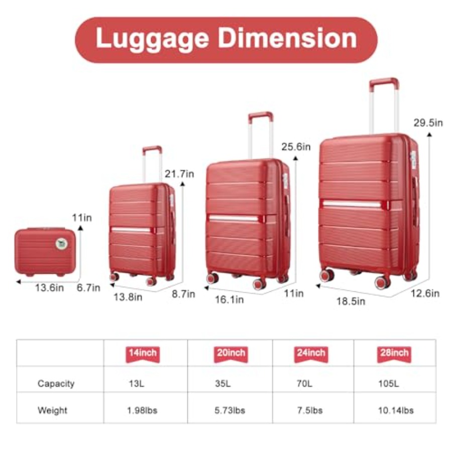 Set Koper 4 Pcs yang Dapat Dip - Expandable Hard Shell Luggage Set ulasan dan harga