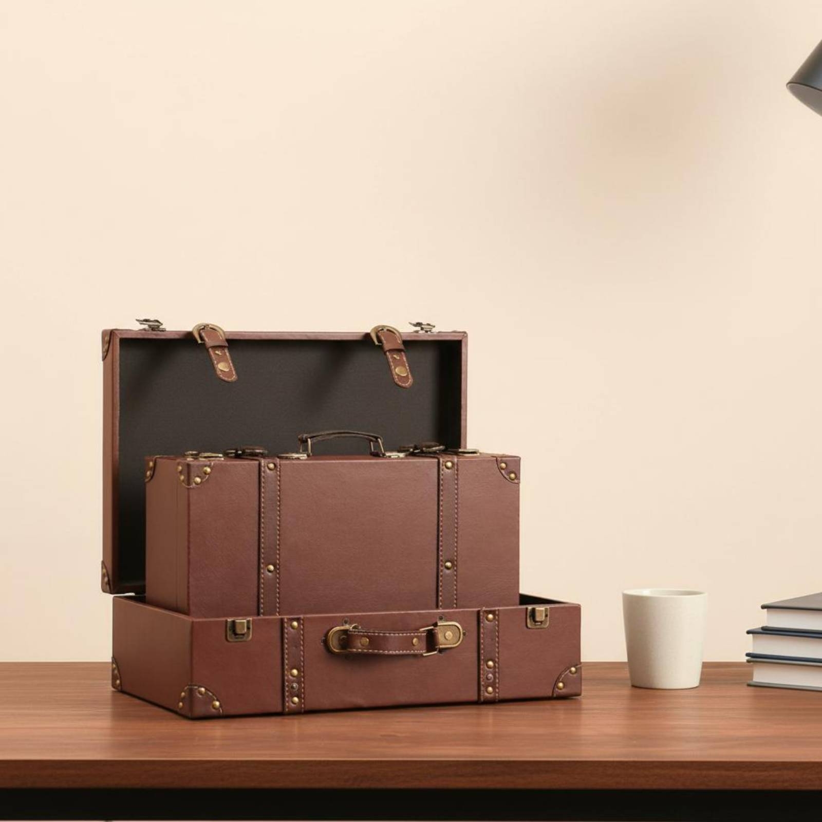 Koper Vintage dengan Rivet dan - Retro Vintage Trunk Suitcase ulasan dan harga